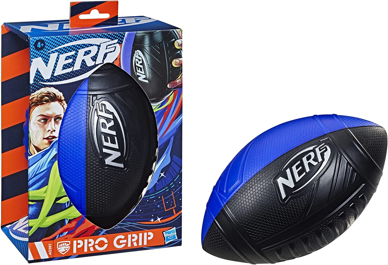 Nerf Pro Grip Classic Foam Football, Easy to Catch and Throw, Indoor Outdoor