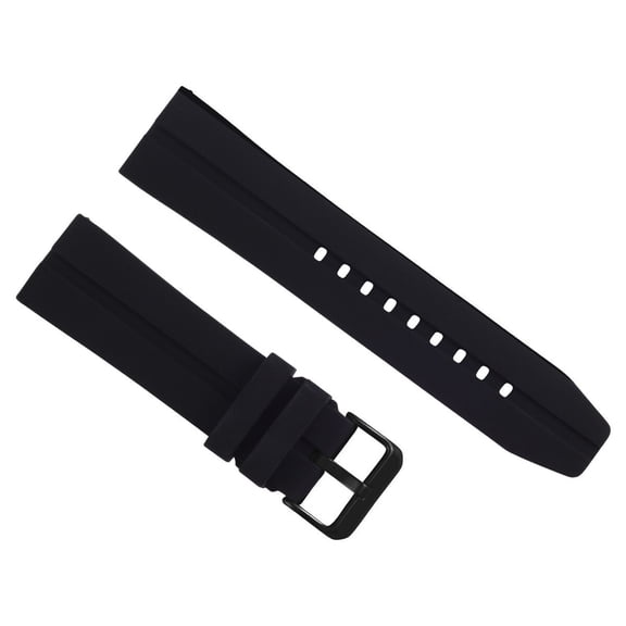24MM SILICON RUBBER DIVER BAND STRAP FOR TISSOT PRS516 PRC200 WATCH BLACK BUCKLE