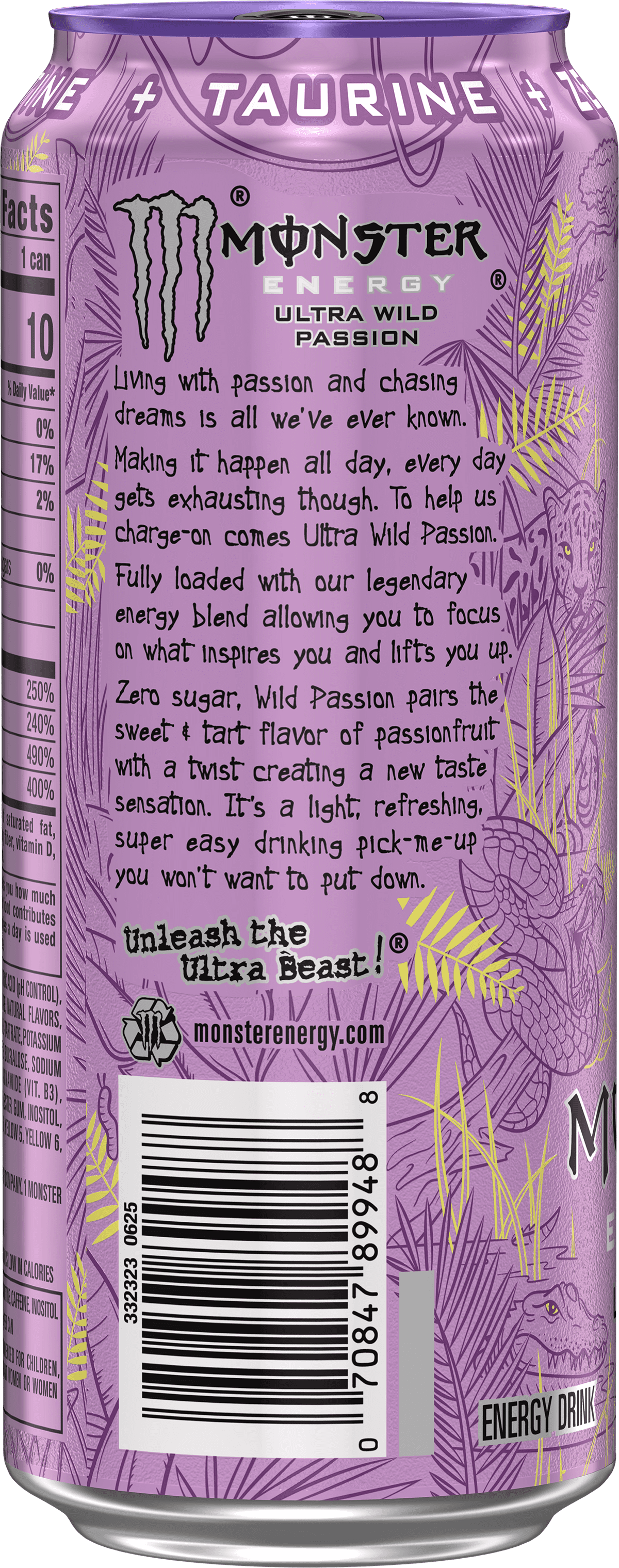 (6 pack) Monster Energy, Ultra Wild Passion, Zero Sugar Energy Drink, 16 fl oz, Can