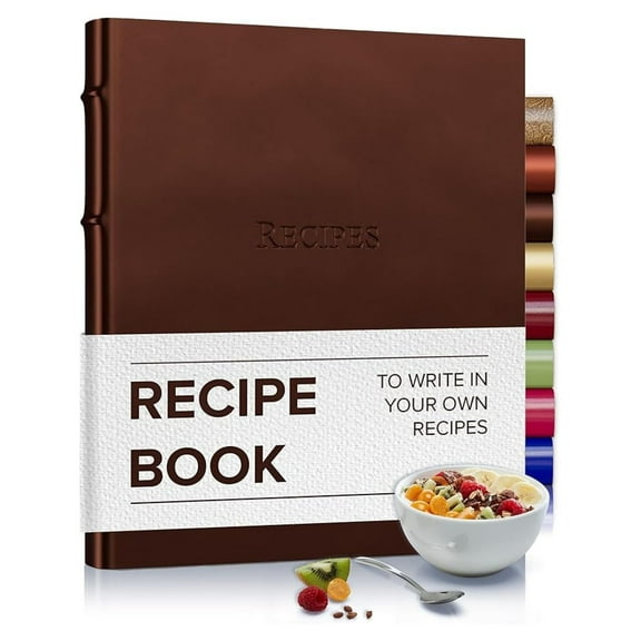 Recipe book to write in your own recipes - 3 Ring Recipe Binder With Plastic Sleeves, Blank, 25 Pocket Pages and Cards, Fillable - Freeport Metallic Bronze - 9.25 x 8 "