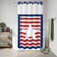 thumbnail image 5 of No Hook Shower Curtain with Built-in Rings - Patriotic American Star Pattern Washable Waterproof Fabric Bathroom Curtains for Hotel,Rentals, Stall 54 X 78 Inch , Red White Striped, 5 of 8