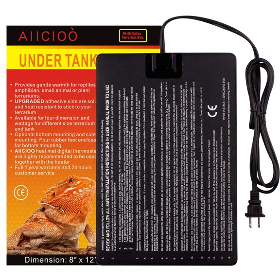 Aiicioo Almohadilla calefactora para reptiles - Calentador de cangrejo ermitaño Estera térmica para reptiles Terrario de lagarto serpiente 16 vatios