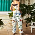 thumbnail image 4 of WTOBBY Women's Floral Printed One-Piece Pants Jumpsuit, Casual Loose Fit with Retro Straps in Cotton and Linen Blend, Perfect for Comfortable Fashion,Royal BlueL, 4 of 6
