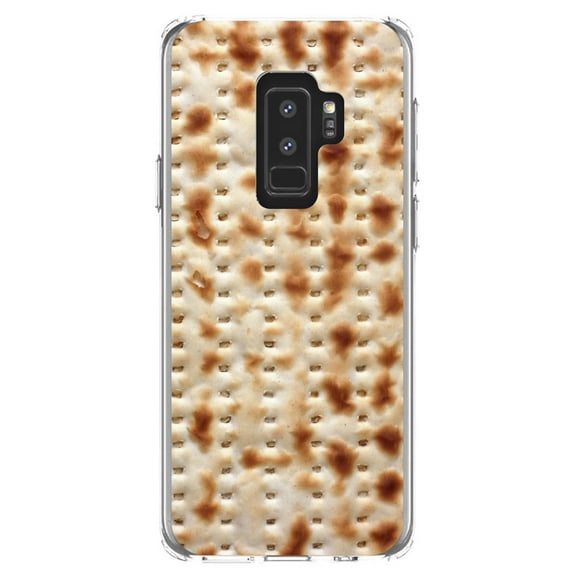 DistinctInk Clear Shockproof Hybrid Case for Samsung Galaxy S9  PLUS (6.2" Screen) - TPU Bumper, Acrylic Back, Tempered Glass Screen Protector - Passover Matzah