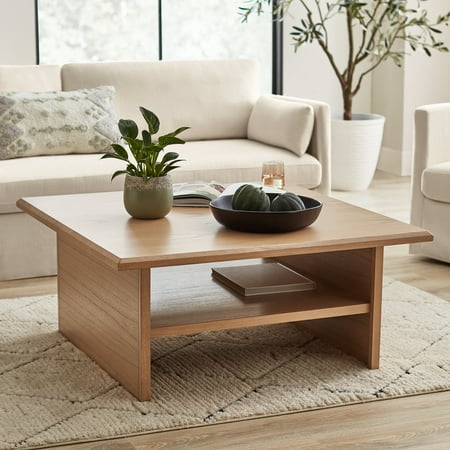 Better Homes & Gardens Pembrook Coffee Table with Solid Wood Frame, Natural Oak finish, by Dave & Jenny Marrs