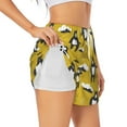 thumbnail image 2 of Bixox Women's Cartoon Bear Yellow pattern 2 in 1 Running Shorts - Lightweight Athletic Workout Gym Yoga Shorts Liner with Pockets - Small, 2 of 7