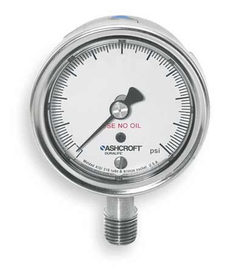 ASHCROFT 251009SW02LX6BV/30 Compound Gauge,30 Hg to 30 psi,21/2In