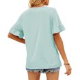 thumbnail image 3 of Tops con cuello en V para mujer Camiseta de manga corta suave y agradable para la piel de color puro para citas Compras Verde claro L, 3 of 5
