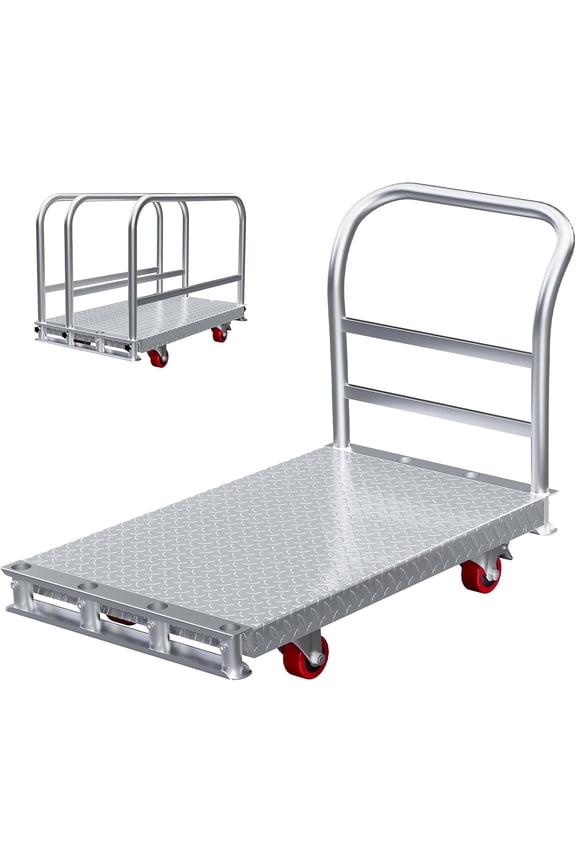 Heavy Duty Steel Panel Truck 40x24 inch 2700 LBS Capacity Platform Cart 4 Industrial Casters Flatbed Dolly For Lumber Drywall Moving