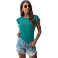 thumbnail image 7 of JWD Summer Ruffle Short Sleeve Knit Tunic Tops Shirts Tank Tee Blouse For Women, 7 of 7