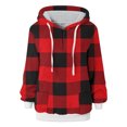 thumbnail image 6 of LYXSSBYX Womens Long Sleeve Dress Hot Sale Clearance Fall Winter Women Plush Hooded Plaid Printed Long Sleeve Hoodies Pullover Zipper Coats with Pocket Sweatshirts, 6 of 7