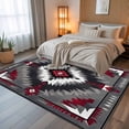thumbnail image 5 of 6x9 Area Rugs, Boho Red Grey Non-Skid Rubber Backing Large Rectangle Rugs - Living Room Bedroom Home Office, Geometric Southwestern Retro Ethnic Indoor Floor Mat Carpets Washable Rug, 5 of 9