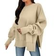 thumbnail image 3 of Mifsaly Womens Oversized Sweatshirt Crewneck Long Sleeve Loose Pullover Drop Shoulder Side Spilt Sweatshirts Soild Color Thick Warm Fall Tops with Thumb Hole 2025 Fashion Y2K Outfits, 3 of 7