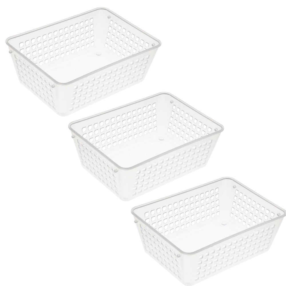 YBM Home Small Plastic Storage Basket (3 Pack), Clear 6 L x 4.5 W x 2.