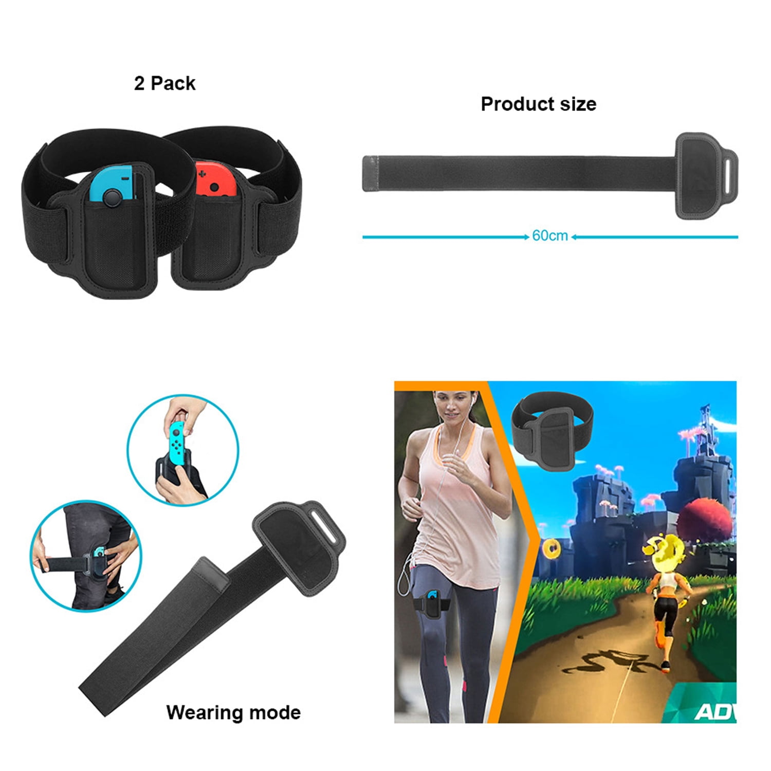 Arsill Leg Straps for Nintendo Switch Sports Games 2022 and Ring Fit  Adventure, Compatible with Switch Joy Cons and OLED Controller,2 Pack  Adjustable Non-Slip Ringfit Leg Straps for Adults and Kids 