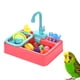 thumbnail image 3 of Pájaros bañera bañera automática grifo agua fluyendo tazón pájaros ducha caja loro peonía herramienta de limpieza de aves con juguetes coloridos (color rojo, accesorios aleatorios, sin batería), 3 of 5