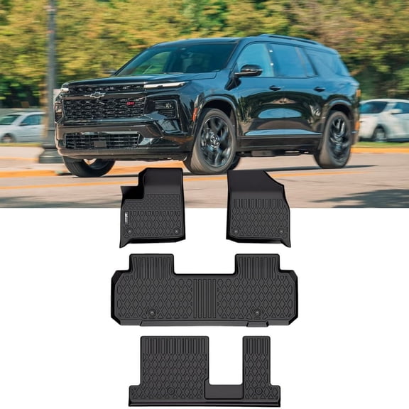 Nilight TPE Floor Mats for Chevy Traverse 8 Seats 2nd Row Bench Seat 2018 2019 2020 2021 2022 2023 2024 2025 All Weather Custom Fit Heavy Duty Floor Liners