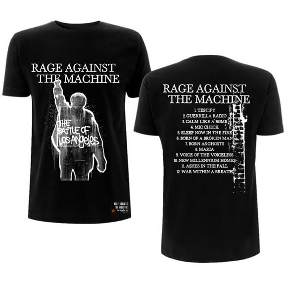 Men's Rage Against The Machine BOLA Album Cover (Back Print) Slim Fit T-shirt Small Black
