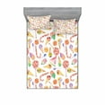 thumbnail image 2 of Colorful Bedding Set with Sheet & Covers, Ice Cream Candy Cakes Lollipop Clementine Fruits Birthday Celebration Pattern, Printed Bedroom Decor 2 Shams, 4 Sizes, Multicolor, by Ambesonne, 2 of 3