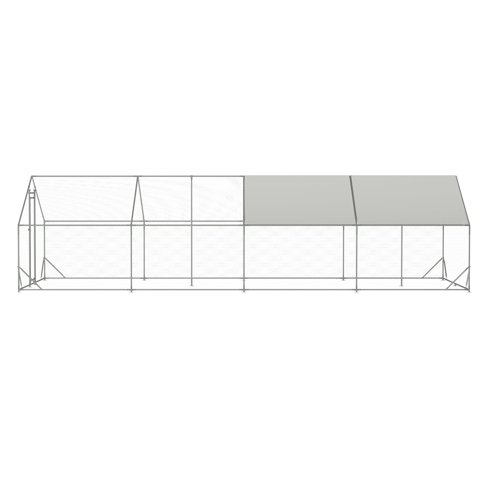 Pefilos 26' W Outdoor Large Chicken Coop, Walk-in Galvanized Mesh Chicken Run, Chicken Pen with Waterproof and Anti-UV Cover, Silver Pefilos 26' W Outdoor Large Chicken Coop, Walk-in Galvanized Mesh Chicken Run, Chicken Pen with Waterproof and Anti-UV Cover, Silver