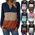 thumbnail image 4 of MIUOWANP Women's Fashion Hoodies & Sweatshirts Plus Size Oversized Long Sleeve Round-Neck Color Block For Girls Light Weight Soft With Pockets Shirts Khaki L, 4 of 4