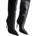thumbnail image 4 of Schutz Maryana Welt Wild Black Pull On Pointed Toe High Stiletto Heel Tall Boots (Black, 5), 4 of 5
