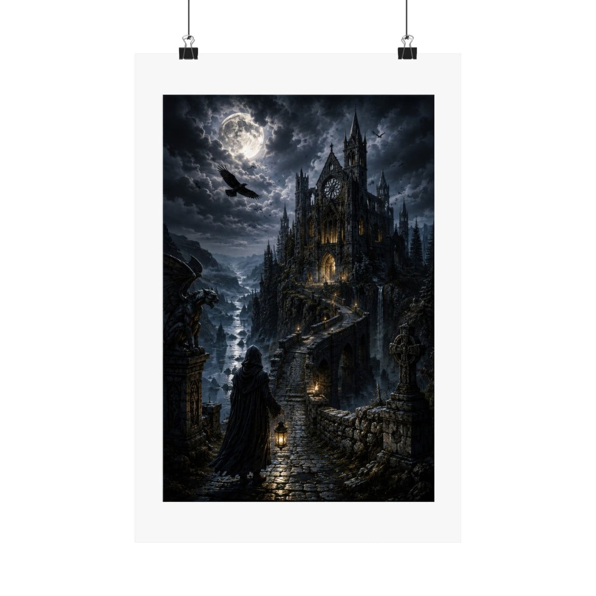 Forgotten Abbey Gothic Wall Art Print Dark Medieval Decor