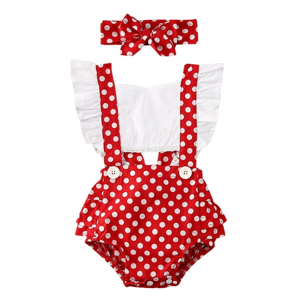 Frecoccialo Newborn Girl Clothes Polka Dot Print Ruffle Sleeve Romper Jumpsuit Headband Outfits Walmart Com Walmart Com