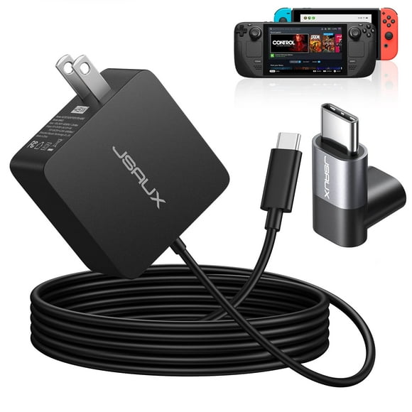 Cargador JSAUX USB-C de 45 W con suministro de energía para Steam Deck, Switch