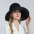 thumbnail image 2 of IDALL Sun Hat Visor Hats Women Outdoor Sunscreen Sun Hat All Match Tethered Large Brimmed Sun Hat Beach Hat Summer Hats Black One Size, 2 of 5