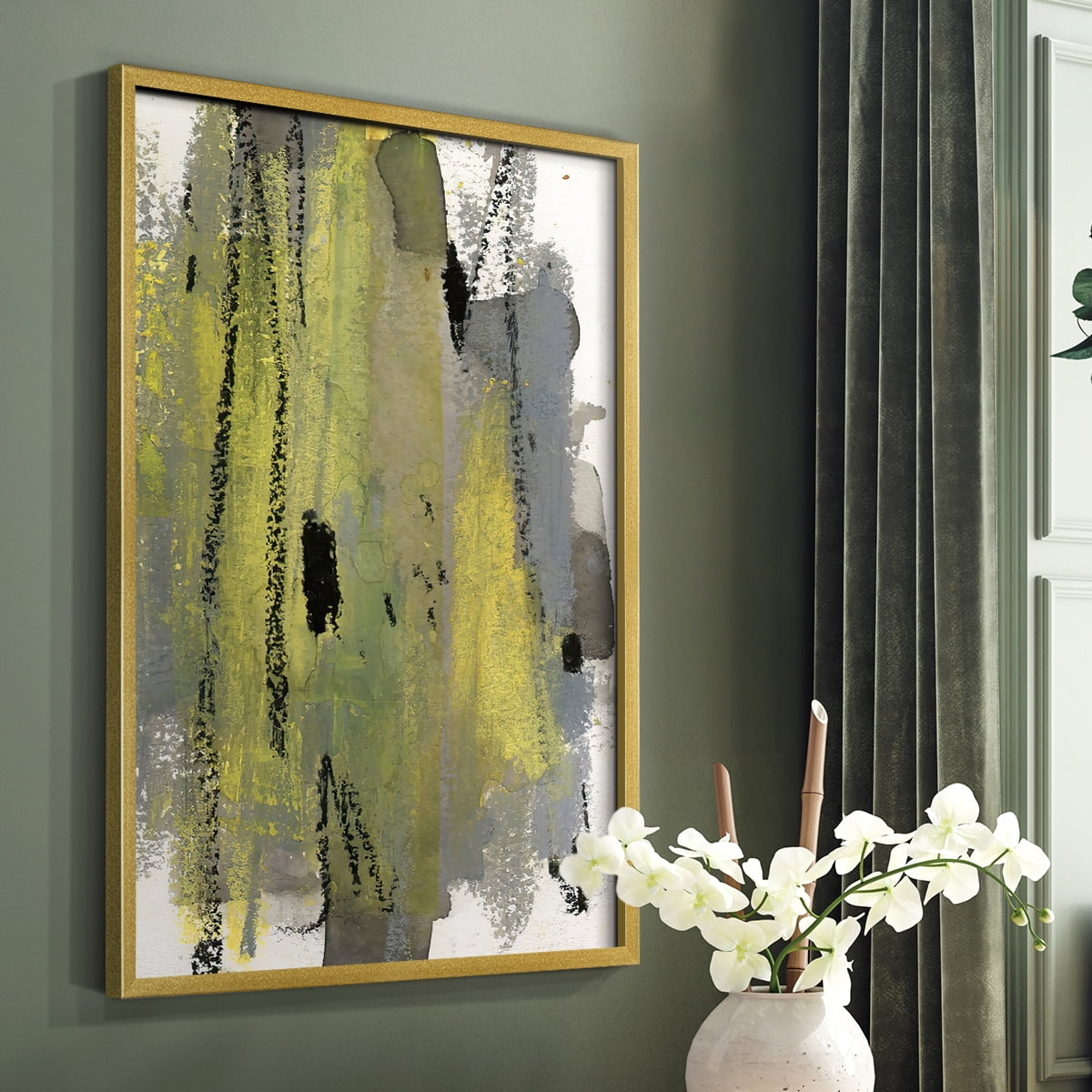 Loft Pastel I Framed Print in Gold Solid Wood Framed Print No Nail Hanging