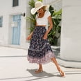thumbnail image 4 of WTOBBY Women's Floral Smocked Maxi Skirt with Lace Trim and Bohemian Style, Summer Beach A-Line Pleated Long Skirt Tube Dress, Casual Wear for Vacation and Outdoor Activities,Dark Blue XL, 4 of 5