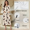 thumbnail image 6 of Yuyamidu Cute Dachshund Long Sleeve Robe for Women Dog Paw Round Neck Robes Casual Zippered Bathrobe Ladies Mid-Calf Length Loungewear Size M Comfy Dressing Gown, 6 of 7