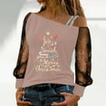 thumbnail image 2 of Funny christmas shirts Off Shoulder long sleeve shirts for women Elegant Lace Blouse Casual Loose Fit Top For Daily Wear And Comfortable Outfits With Fashionable Design And Soft Breathable Fabric, 2 of 4