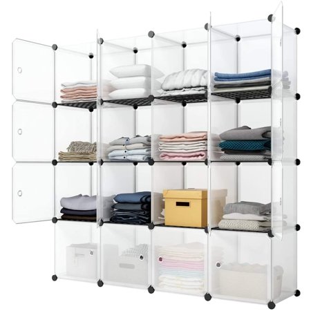 Fairnull 16-Cube Storage Shelf Cube Shelving Bookcase Bookshelf Organizing Closet Toy Organizer Cabinet White Color