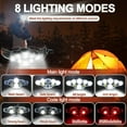 thumbnail image 2 of Rechargeable Headlamp, 8 LED 18000 Lumen Super Bright Waterproof Headlight with Red Lights, 8 Light Modes Head Lamp for Emergency Light Outdoors Fishing Hiking Camping Running, 2 of 14