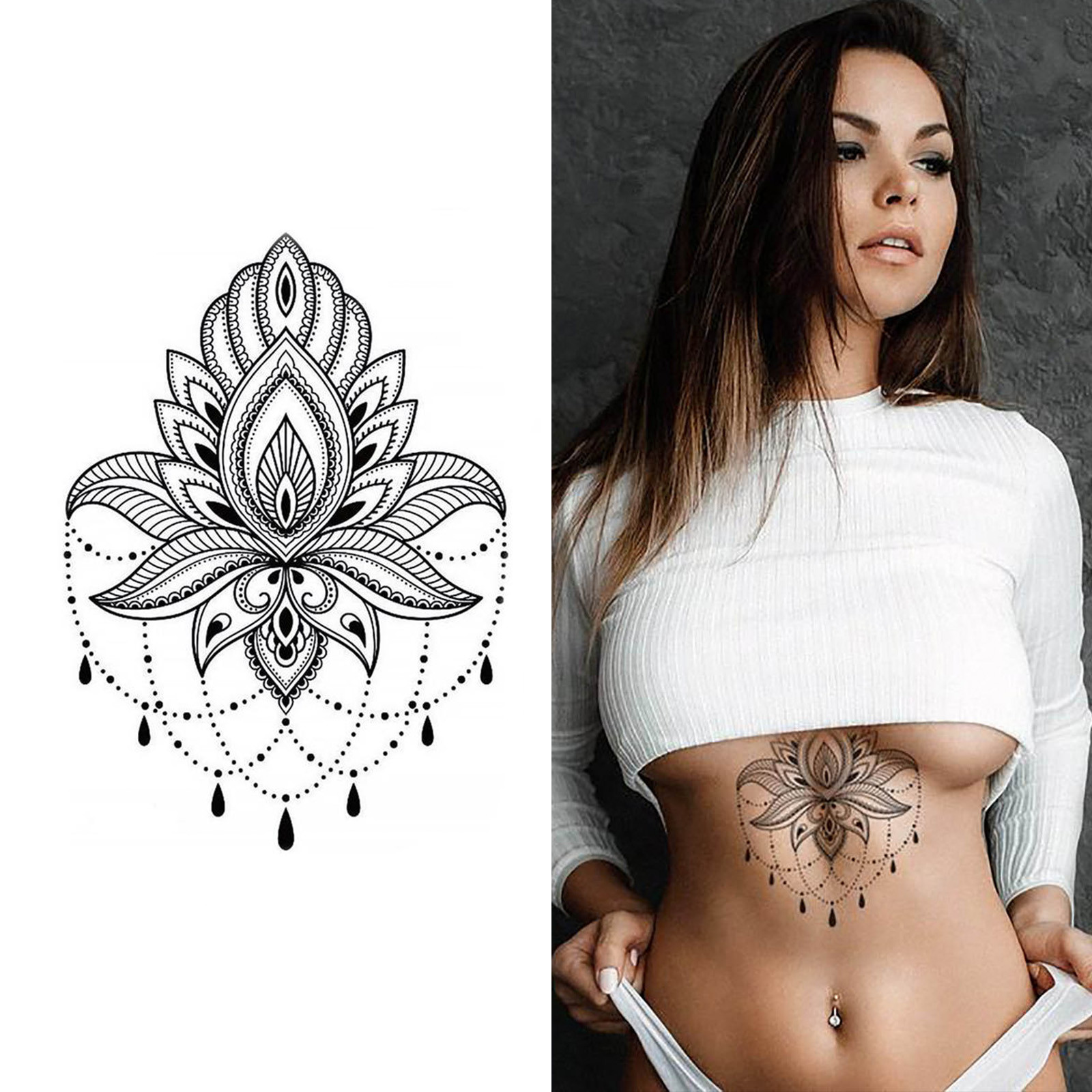 Temporary underboob tattoos