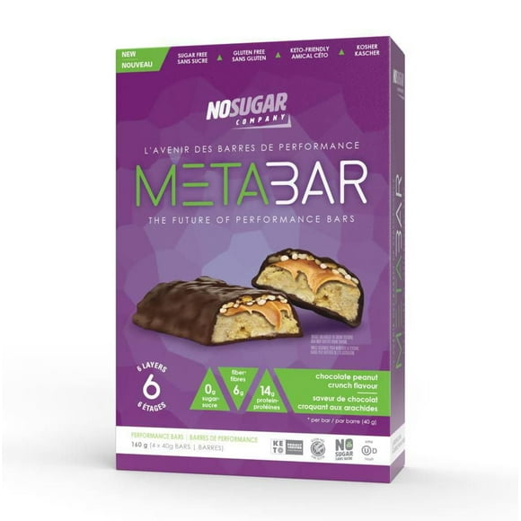 No Sugar MetaBar Croquant au chocolat et aux cacahuètes 4 x 40 g
