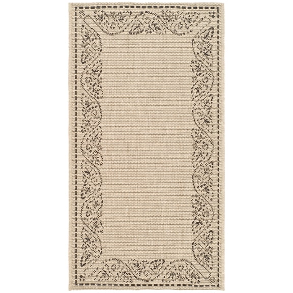 Safavieh Courtyard Eliza Botanical Indoor/Outdoor Area Rug, Sand/Black, 2' x 3'7"