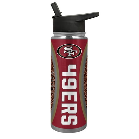 San Francisco 49Ers 24 ounce vacuum insulated stainless steel waterbottle with Gameball graphic