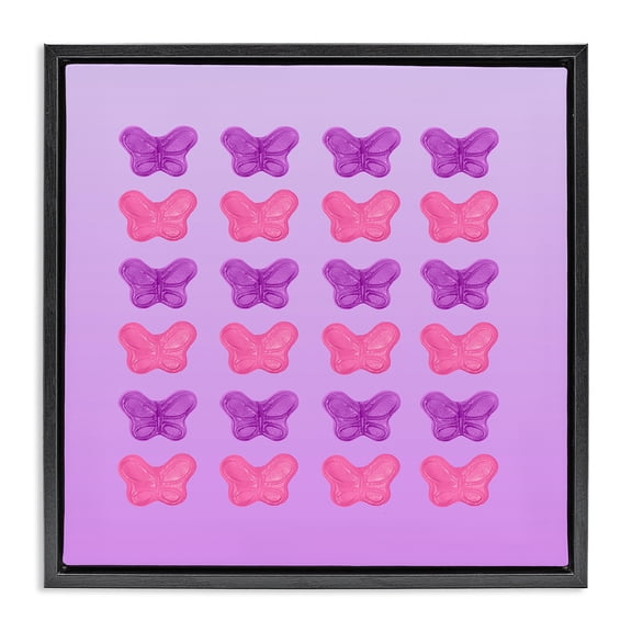 Stupell Industries Modern Purple & Pink Butterfly Candies Black Floating Frame Canvas Art, 18 x 18, by LISH Creative