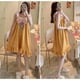 thumbnail image 2 of Bata de baño para mujer, bonita y portátil, con gran absorción de agua, suave, con tirantes, para el hogar, color amarillo, 2 of 5