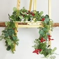 thumbnail image 7 of 5.9 Ft Christmas Holly Berry Vine Garland, 1 PCS Artificial Greenery with Green Leaves and Red Berries, Bendable Greenery Garland for Indoor Outdoor Xmas Holiday Decorations, 7 of 7