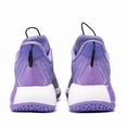 thumbnail image 6 of Men's Breathable Lightweight Mid-Top Basketball Running Shoes - White with Purple & Blue Accents, Fabric Upper & Rubber Sole, Cushioned Comfort for Gym, Jogging, Casual Wear, Gym Footwear, Stylish, 6 of 9