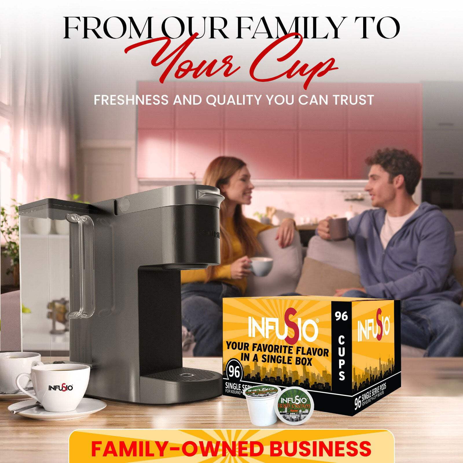 InfuSio Irish Cream K Cups 96 Count Flavored Cocktail-Inspired Coffee Pods