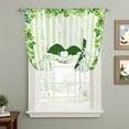 thumbnail image 2 of St. Patrick's Day Tie Up Curtains for Windows, Adjustable Balloon Window Shades, Lucky Shamrock Leaves Lips Green Stripes Kitchen Window Treatments Farmhouse Short Curtains with Rod Pocket 42"x45", 2 of 8