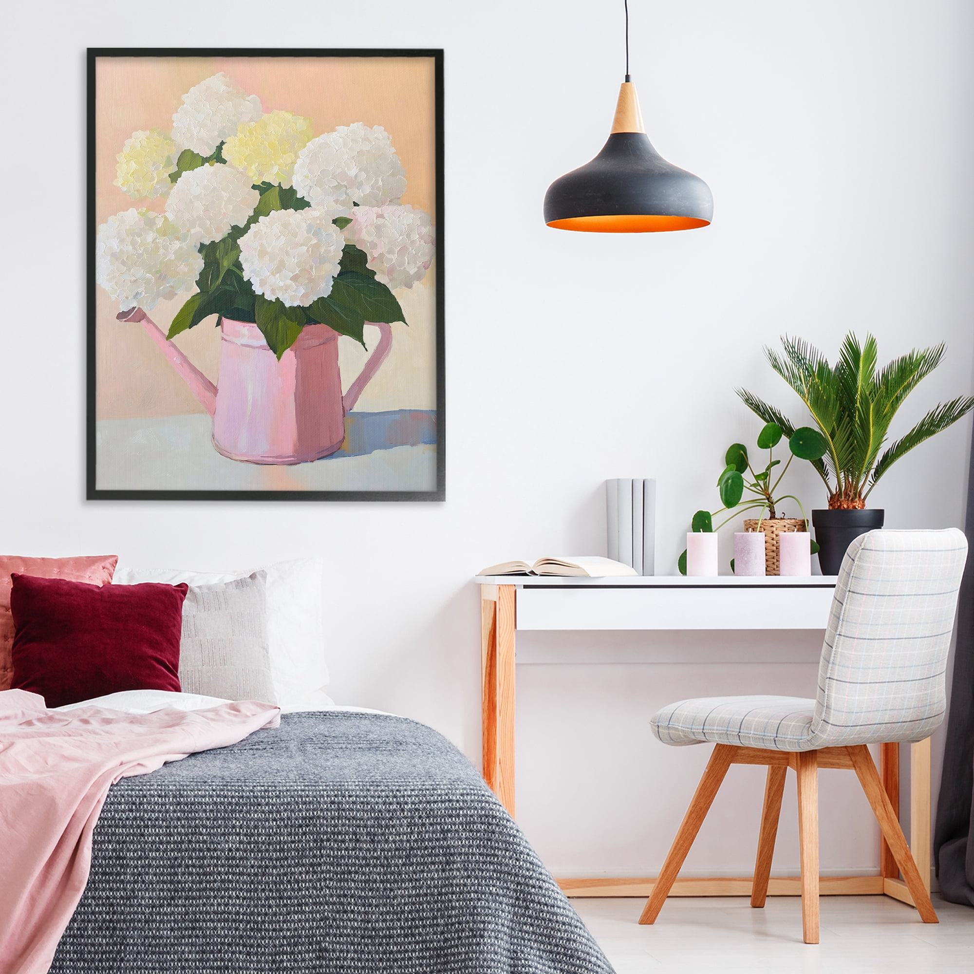 Stupell Industries Hydrangeas in Watering Can Black Framed Giclee Art, design by The Prints Vibe