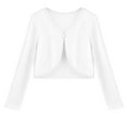 thumbnail image 7 of Xyant Girls Open Front Cardigan Kids Girls Shrug Children Knit Long Sleeve Bolero for Girls with Button Closure (White,7-8 Years), 7 of 7