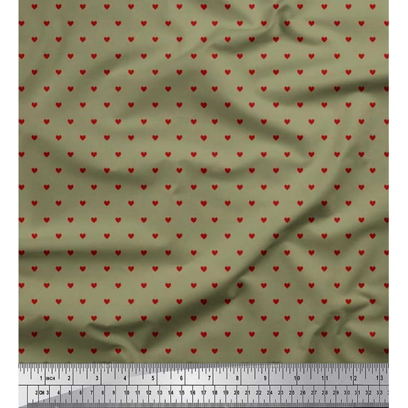 Soimoi Rayon Crepe Fabric Heart Shirting Print Sewing Fabric Yard 46 Inch Wide