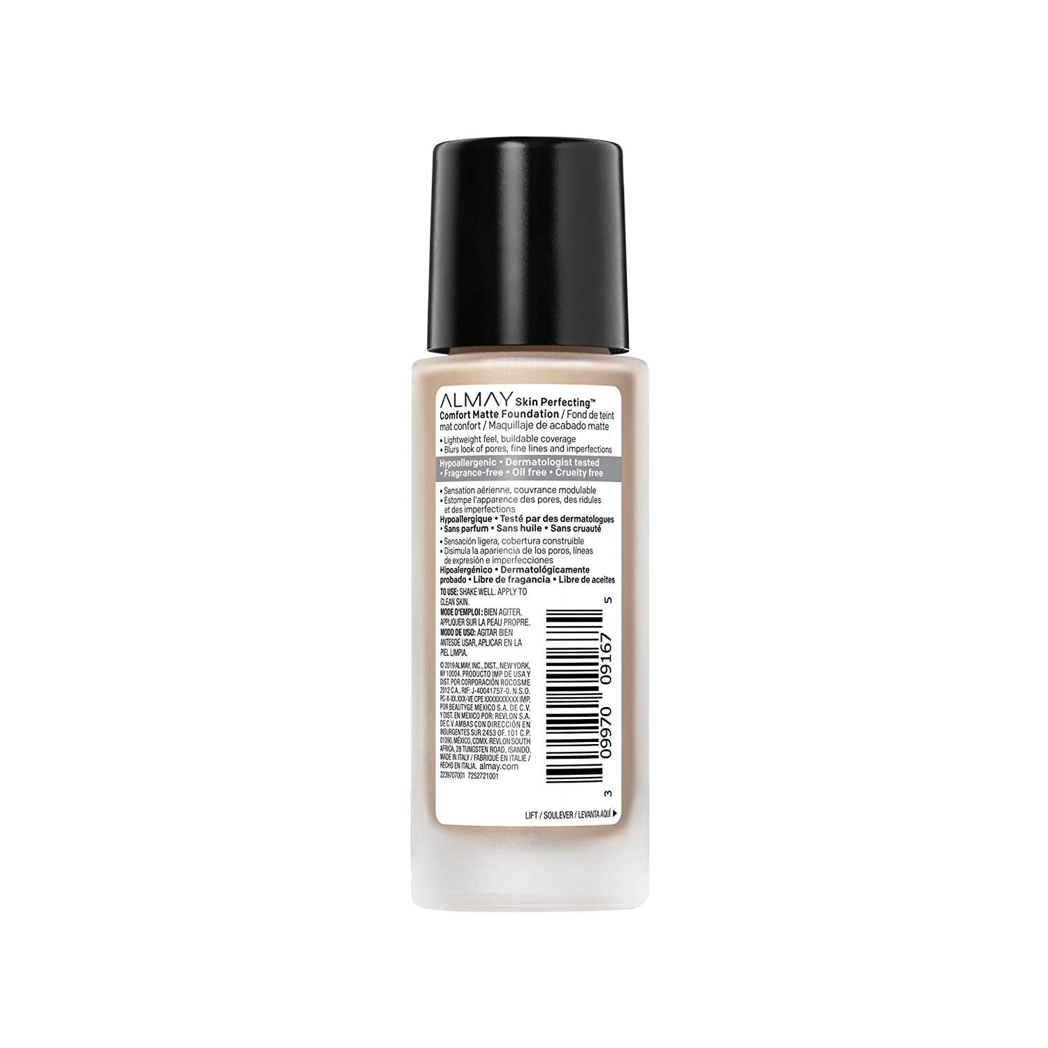 2 Pack Almay Skin Perfecting Comfort Matte Foundation, Hypoallergenic, Cruelty Free, -Fragrance Free, Dermatologist Tested Liquid Makeup, Cool Ivory, 1 Fluid Ounce